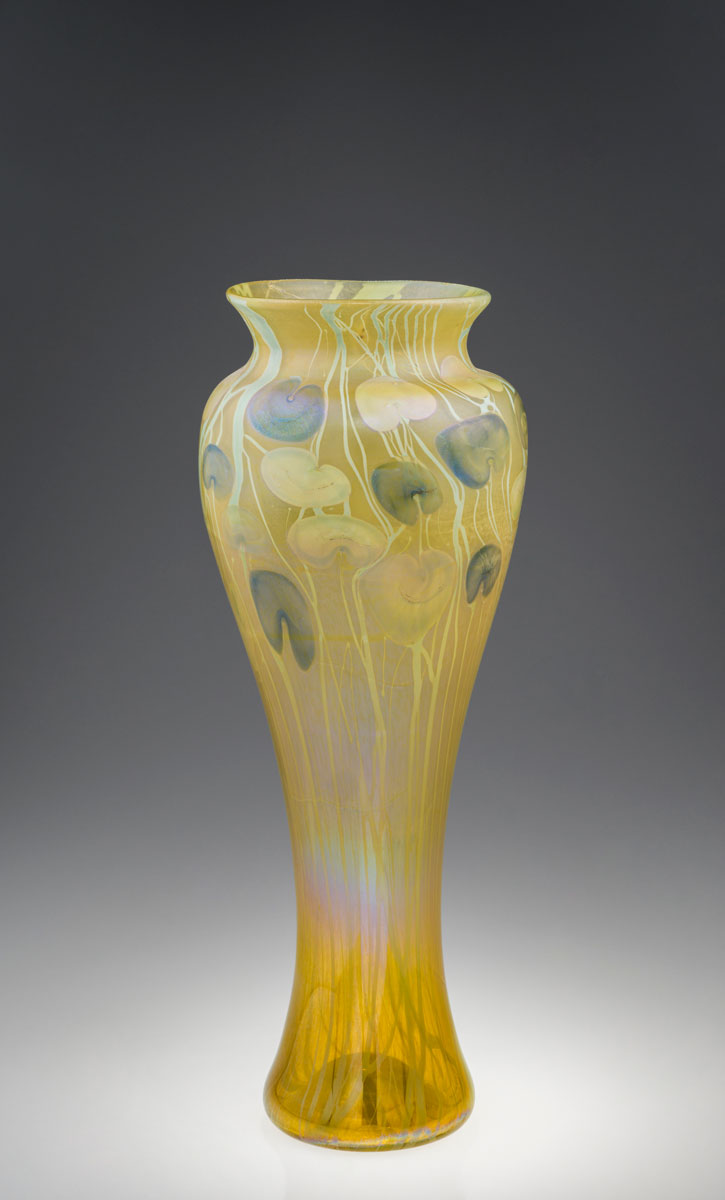 Favrile vase with leaf-and-vine decoration